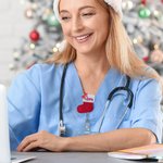 Personalizzato Arco Natale Badge Reel con ricamo Nome Ufficio Accessori Regalo di Natale per infermiera insegnante collega