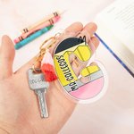 Personalized Pencil Apple Design Acrylic Initial Keychain with Name Birthday Appreciation Thank You Gift for Teacher