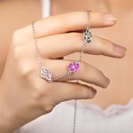 Personalized Dainty 1-8 Colorful Birth Flower Sideway Necklace Family Jewelry Birthday Anniversary Gift for Women