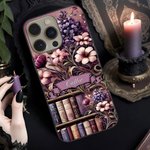 Personalised Vintage Oil Painting Style Floral Bookshelf Slim Phone Case for iPhone with Name Birthday Gift for Book Lovers Women