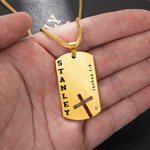 Personalised Cross Bible Verse Men's Necklace with Birthstone and Engraved Name Faith Jewellery First Communion Baptism Gift for Christian