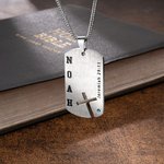 Personalised Cross Bible Verse Men's Necklace with Birthstone and Engraved Name Faith Jewellery First Communion Baptism Gift for Christian