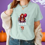 Personalisierte Spooky Horror Mama Crewneck T-shirt Sweatshirt mit 1-4 Kind Namen Halloween Party Geschenk für Mama Familie