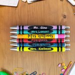Personalized Multicolour Glitter Crayon Design Pen Lanyard Keychain Set with Name Back to School Teacher's Day Gift for Teacher