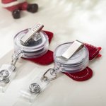 Personalizzato Arco Natale Badge Reel con ricamo Nome Ufficio Accessori Regalo di Natale per infermiera insegnante collega