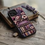 Personalised Vintage Oil Painting Style Floral Bookshelf Slim Phone Case for iPhone with Name Birthday Gift for Book Lovers Women