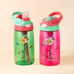 Henkilökohtainen vintage syntymä kukka suunnittelu 16 oz Kid vesipullo olki takaisin kouluun Outdoor tarvikkeet lahja pojille tytöille
