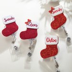 Personalizzato Arco Natale Badge Reel con ricamo Nome Ufficio Accessori Regalo di Natale per infermiera insegnante collega