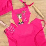 Tablier Personnalisé avec Personnage Fleur de Naissance Nom Accessoire Cuisine Pâtisserie pour Enfant Cadeau Anniversaire Noël