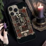 Personalised Gothic Skeleton Book Black or Clear Phone Case for iPhone Birthday Halloween Gift for Gothic Lovers Readers