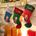 Personalizzato Cartoon personaggio calza di Natale con nome appeso ornamento albero di Natale decorazione regalo per la famiglia bambini