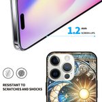 Personalized Celestial Sun Moon Star Stained Glass Effect Slim Phone Case for iPhone with Name Birthday Gift for Mysticaism Astronomy Lovers