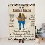 Thank You My Badass Bestie - Personalised Cartoon Sisters Leopard Print Throw Blanket Birthday Gift