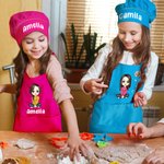 Tablier Personnalisé avec Personnage Fleur de Naissance Nom Accessoire Cuisine Pâtisserie pour Enfant Cadeau Anniversaire Noël