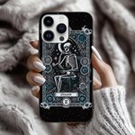 Personalised Gothic Skeleton Book Black or Clear Phone Case for iPhone Birthday Halloween Gift for Gothic Lovers Readers