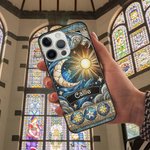 Personalized Celestial Sun Moon Star Stained Glass Effect Slim Phone Case for iPhone with Name Birthday Gift for Mysticaism Astronomy Lovers