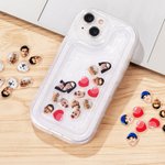 Gepersonaliseerd Shell-patroon Grappig Shaker Assembleerbaar Telefoonhoesje met Gezichtsfoto en Hart Schudbedeltjes voor iPhone Verjaardagsgeschenk voor Familie Vrienden