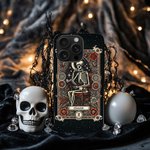 Personalised Gothic Skeleton Book Black or Clear Phone Case for iPhone Birthday Halloween Gift for Gothic Lovers Readers
