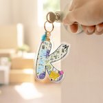 Personalized Pencil Apple Design Acrylic Initial Keychain with Name Birthday Appreciation Thank You Gift for Teacher