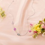 Personalized Dainty 1-8 Colorful Birth Flower Sideway Necklace Family Jewelry Birthday Anniversary Gift for Women