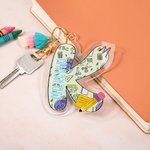 Personalized Pencil Apple Design Acrylic Initial Keychain with Name Birthday Appreciation Thank You Gift for Teacher