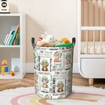 Panier à linge pliable personnalisé avec nom et poignée Ours, Renard, Écureuil, Animaux des bois, Cadeau d'anniversaire pour Garçons et Filles