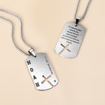 Personalised Cross Bible Verse Men's Necklace with Birthstone and Engraved Name Faith Jewellery First Communion Baptism Gift for Christian