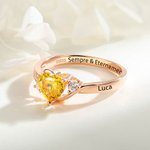 Anello personalizzato in argento 925 con incisione del testo nomi e pietra di nascita regalo di San Valentino e matrimonio per donne