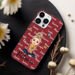 Personalised Multicolor Butterfly Cute Character Phone Case for iPhone with Birth Flowers and Names Birthday Christmas Gift for Women