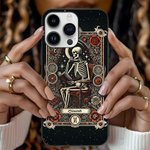 Personalised Gothic Skeleton Book Black or Clear Phone Case for iPhone Birthday Halloween Gift for Gothic Lovers Readers