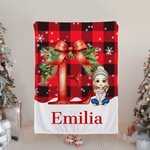 Plaid personnalisé avec initiales et nom pour la décoration de la maison Cadeau de Noël pour les enfants et la famille