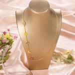 Personalized Dainty 1-8 Colorful Birth Flower Sideway Necklace Family Jewelry Birthday Anniversary Gift for Women