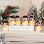 Personalisierte Schneemann Holzdekoration mit LED-Licht Holzblock Namen Winter Urlaub Party Weihnachtsgeschenk für Familie Großeltern