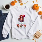 Personalisierte Spooky Horror Mama Crewneck T-shirt Sweatshirt mit 1-4 Kind Namen Halloween Party Geschenk für Mama Familie