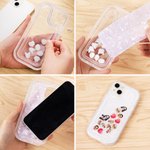 Gepersonaliseerd Shell-patroon Grappig Shaker Assembleerbaar Telefoonhoesje met Gezichtsfoto en Hart Schudbedeltjes voor iPhone Verjaardagsgeschenk voor Familie Vrienden