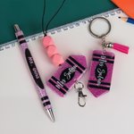Personalized Multicolour Glitter Crayon Design Pen Lanyard Keychain Set with Name Back to School Teacher's Day Gift for Teacher
