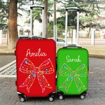 Personalized Colorful Christmas Lights Coquette Bow Name Luggage Protective Cover Fits 18-32 Inches Suitcase Travel Accessories Gift for Travel Lovers