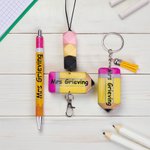 Personalized Multicolour Glitter Crayon Design Pen Lanyard Keychain Set with Name Back to School Teacher's Day Gift for Teacher
