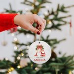Personalizado Feliz Navidad Santa Claus Adorno de cerámica con nombre e inicial Decoración del árbol de Navidad Regalo para la familia amigo