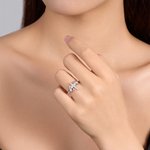 Personalised Double Heart Birthstone Cross Ring with Engraved Text Dainty Christian Jewellery Birthday Baptism Christmas Gift for Women