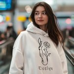 Personalized Multicolor Line Horse Birth Flower Sweatshirt Hoodie with Name Birthday Anniversary Gift for Friend Family