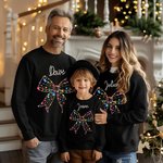 Personalized Colored Lights Coquette Bow Matching Kid Adult T-shirt Sweatshirt with Name Birthday Christmas Gift for Family