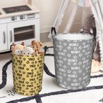Multicolour Cute Dog Cat Paw Print Large Collapsible Name Laundry Storage Basket with Handle Birthday Gift for Pet Lovers
