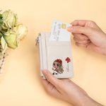 Personalized Cartoon Girl Birth Flower Portable Genuine Leather Wallet with Name Card Holder Birthday Anniversary Gift for Women