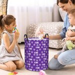 Multicolour Cute Dog Cat Paw Print Large Collapsible Name Laundry Storage Basket with Handle Birthday Gift for Pet Lovers