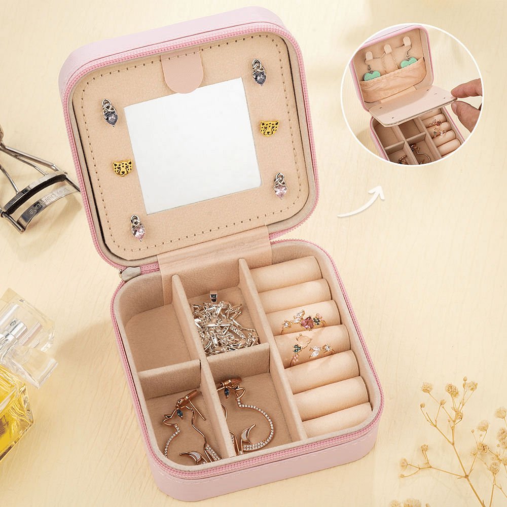 Personalisierte 1-8 Familie Geburt Blume Bouquet Portable Leder Name Schmuck-Box mit Spiegel