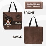 Personalised Retro Cartoon 1-6 Dogs Paw Print Large Reusable Tote Bag with Name Birthday Leisure Gift for Dog Pet Lovers