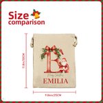 Personalised Santa Initial Merry Christmas Sack Drawstring Treat Bag with Name Christmas Party Favor Gift for Kids Family