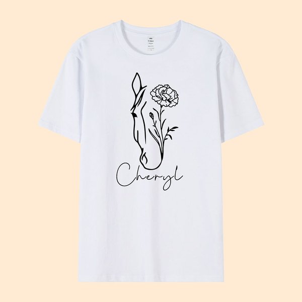 Maglietta personalizzata multicolore con nome e fiore di nascita del cavallo, 100% cotone, regalo di compleanno per gli amanti dei cavalli