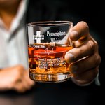 Personalized Funny Prescription Whisky Bourbon Whiskey Glasses and Slate Coaster with Laser Engraved Name Father's Day Gift for Grandpa Dad